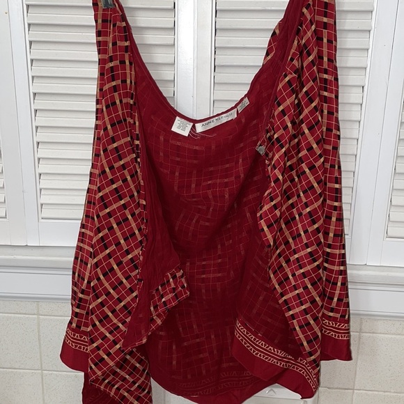 Anne Klein vintage 100 silk skirt tie clip resort spring african 90s - Picture 4 of 5